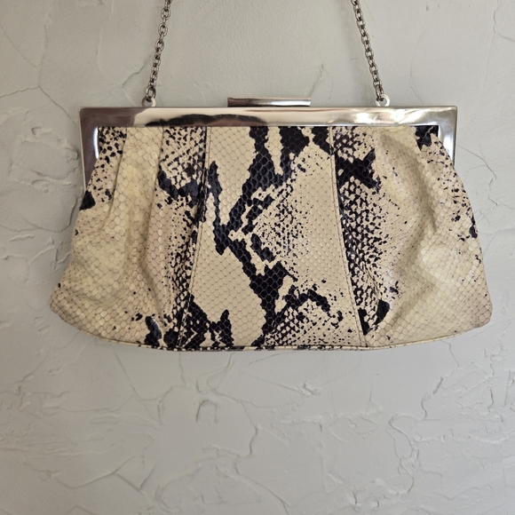Calvin Klein Snakeskin Python Latch Clutch Bag - Picture 5 of 9
